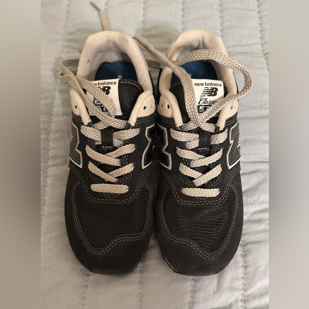 New Balance 574 Core Lace Black and White Athletic Shoes